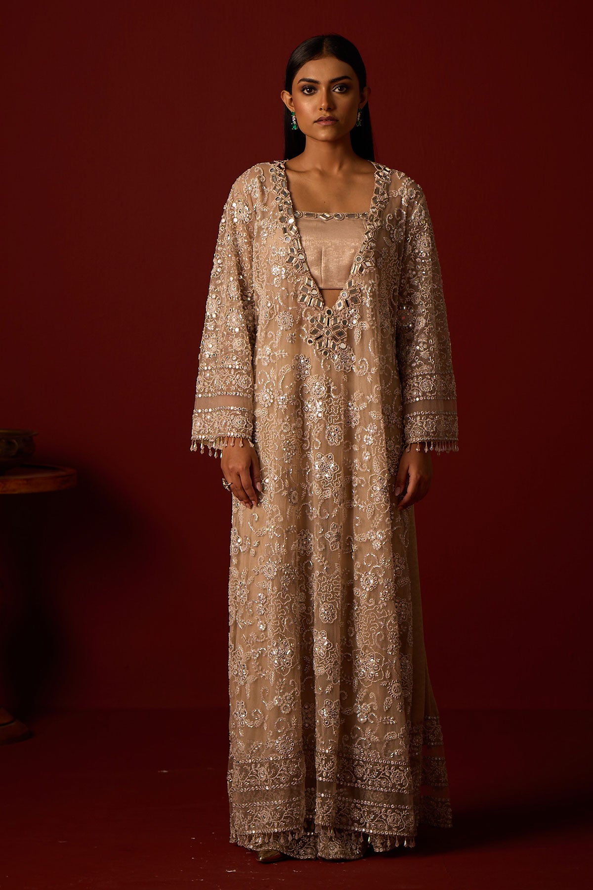 Deep V Neck Kaftan and Bustier and Palazzos