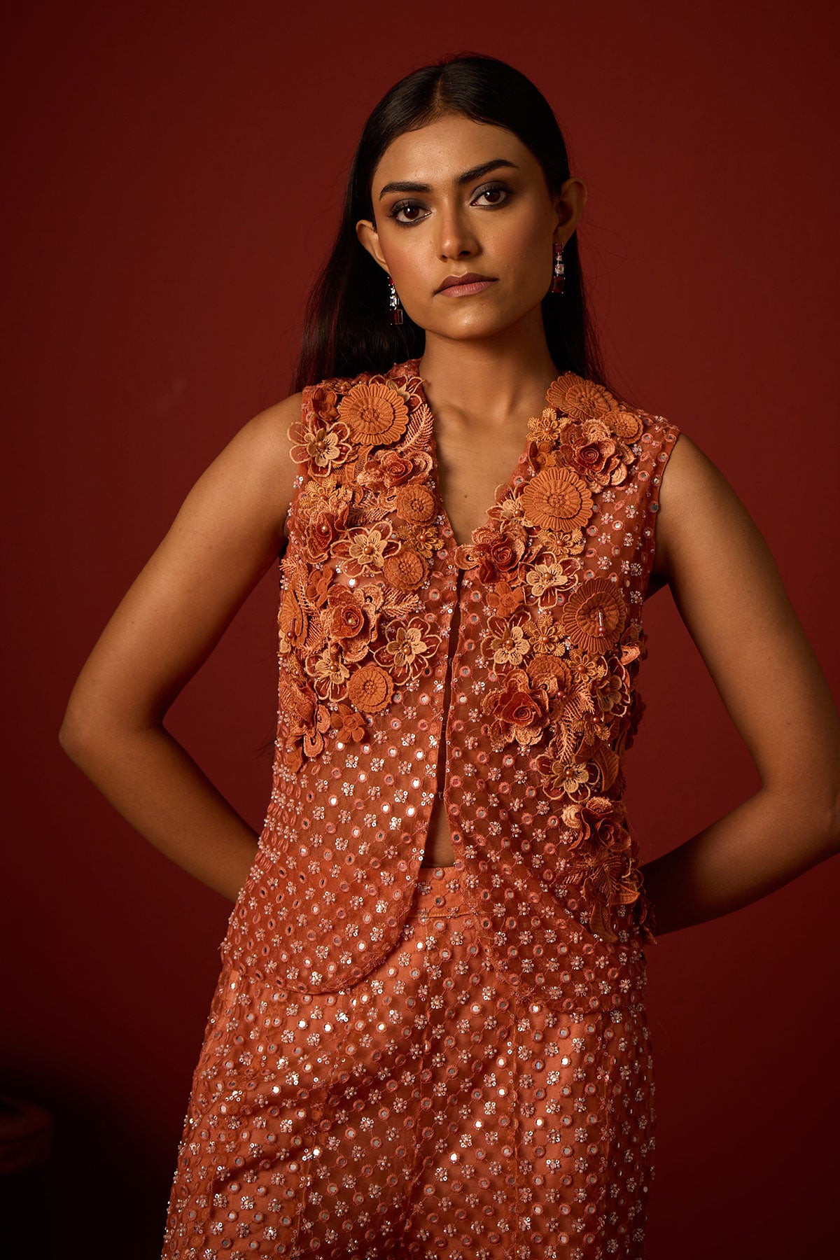 Floral Gillet and Bootcut Pants