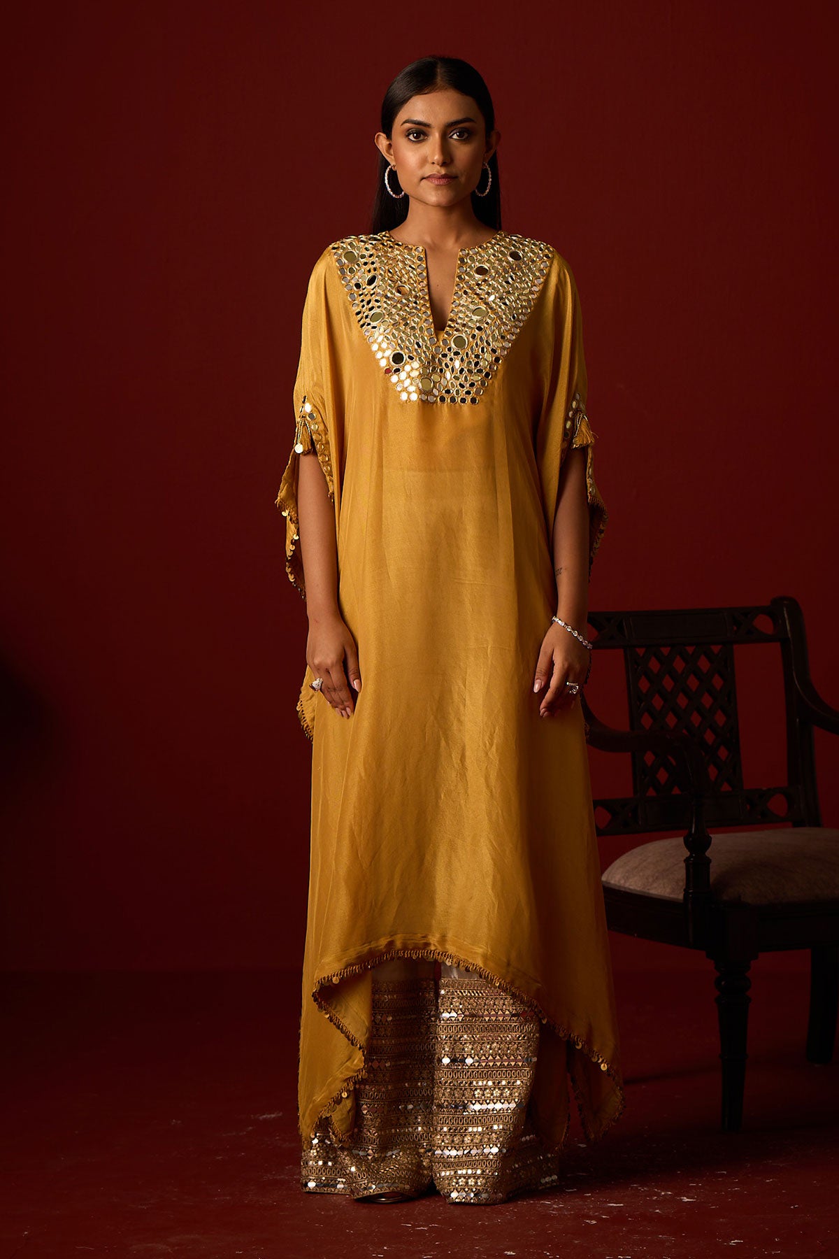 Tissue Mirror Work Kaftan  and Bandeau and Brocade Mirrorwork Palazzos