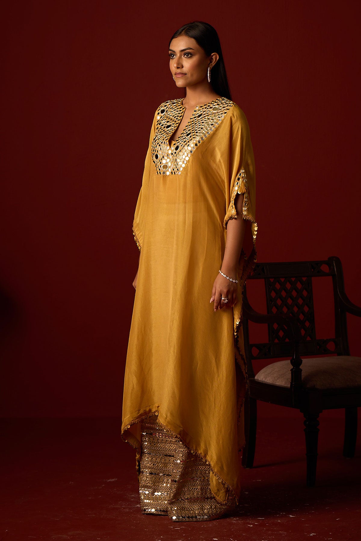 Tissue Mirror Work Kaftan  and Bandeau and Brocade Mirrorwork Palazzos