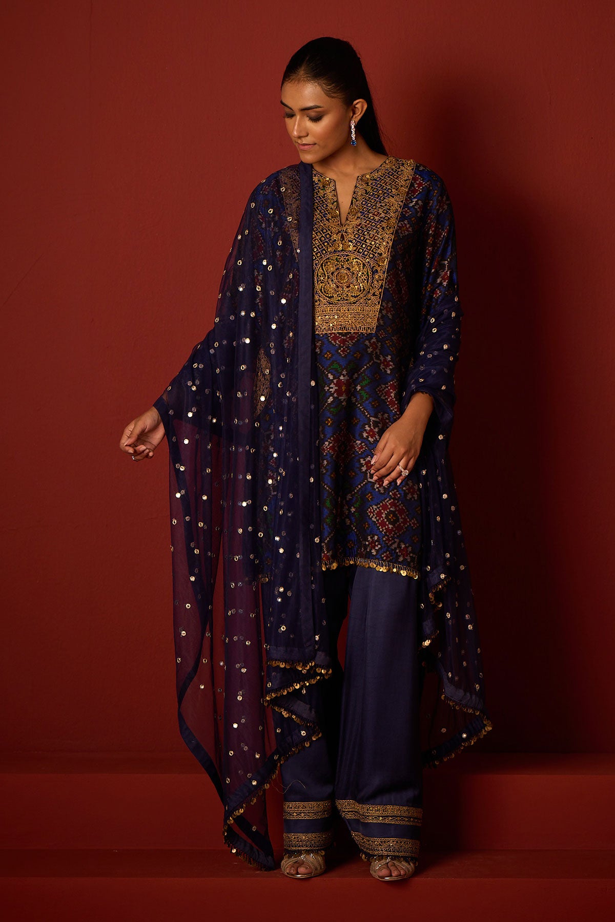 Patola Tunic With Marodiwork and Marodiwork Farshi Salwar  and Dupatta