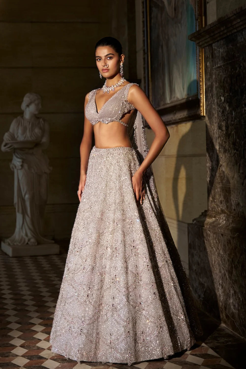 Pink Crystal Lehenga Set