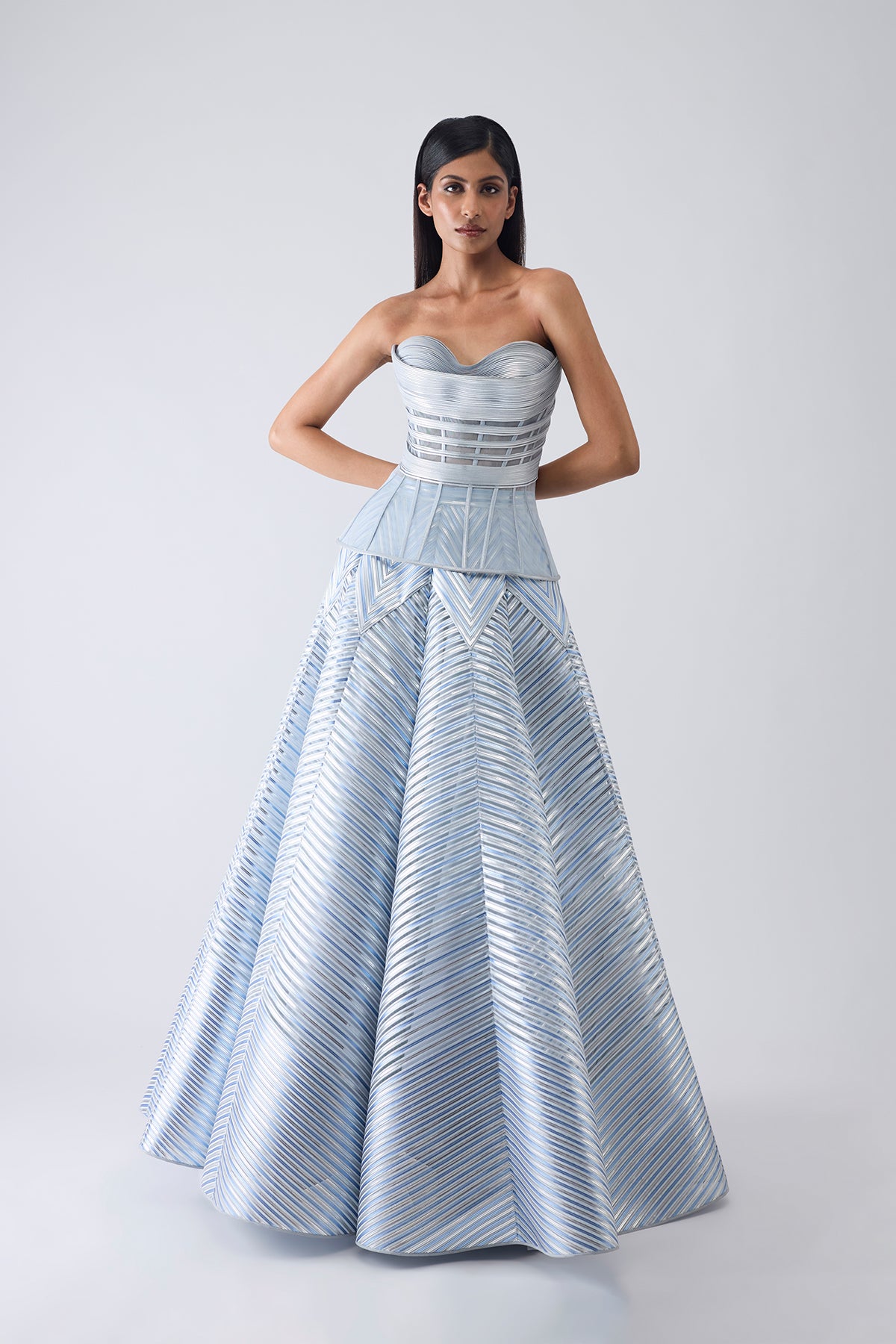 Metallic Structured Corset And Skirt