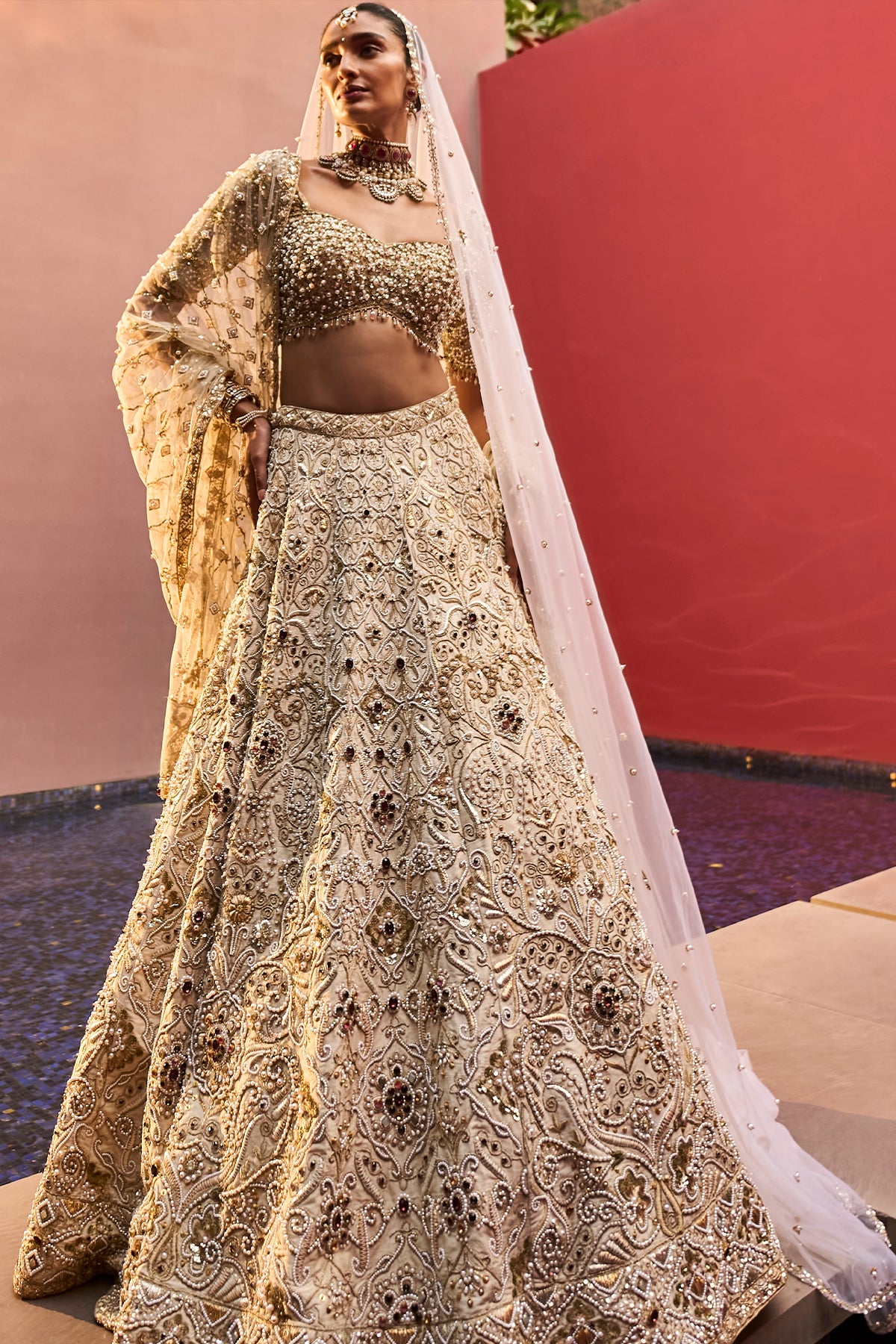 IVORY REGAL JEWELED LEHENGA SET