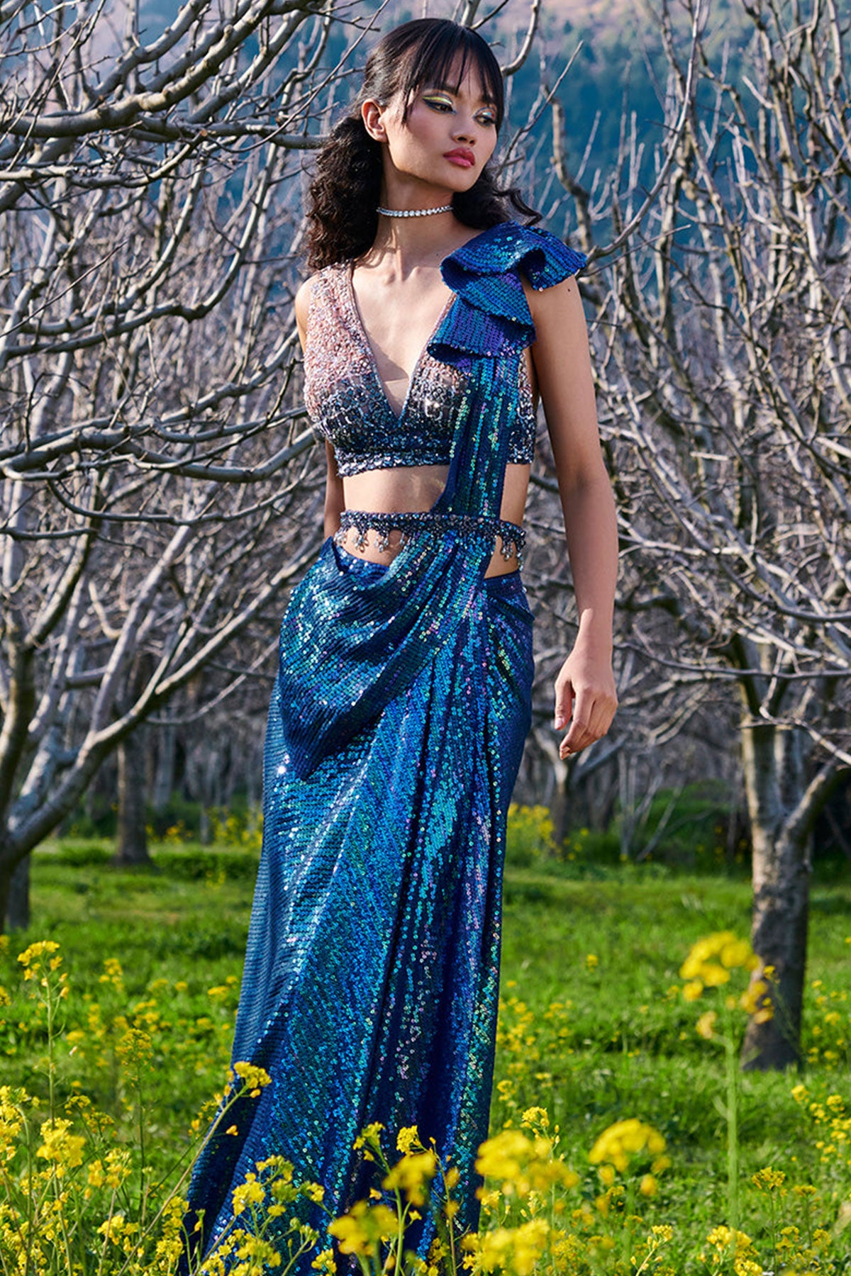 "Layla" Sequined Drape Saree