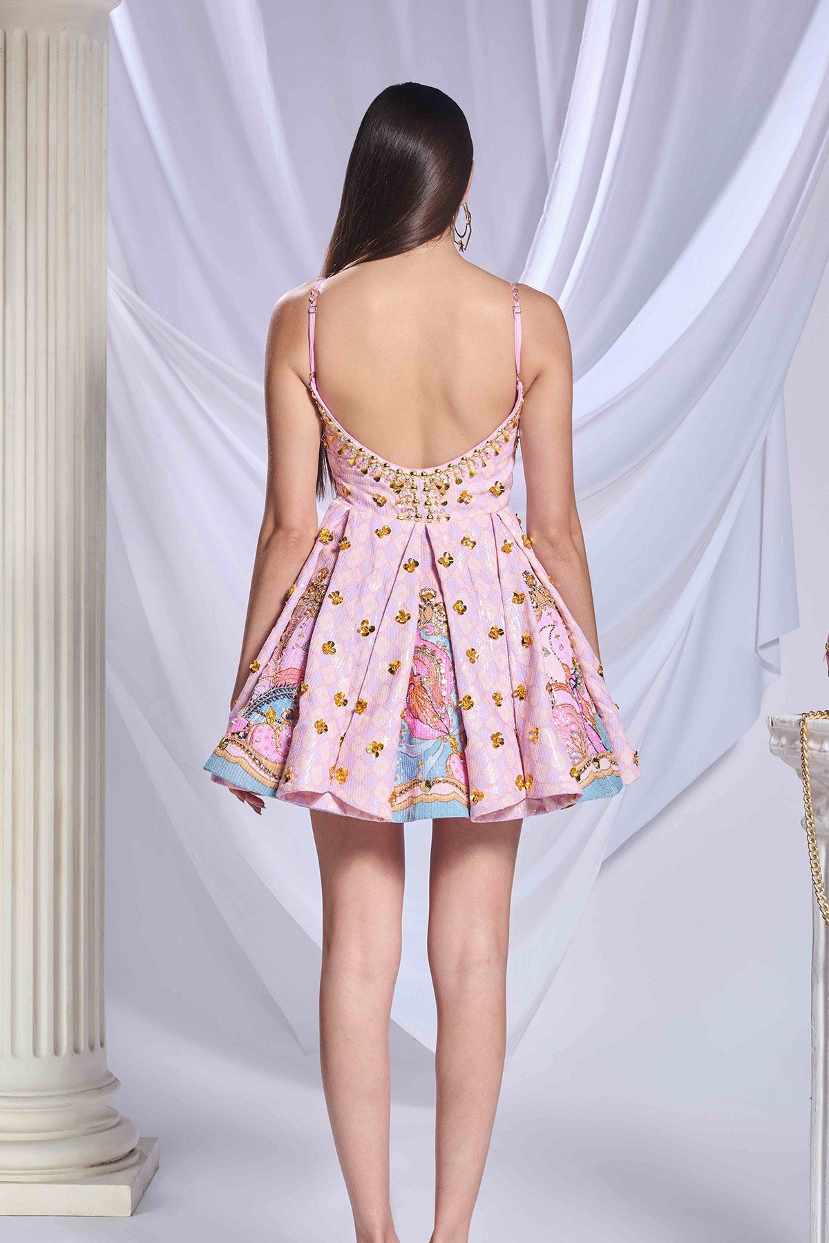 Silver Lining Baby Doll Dress With Drape