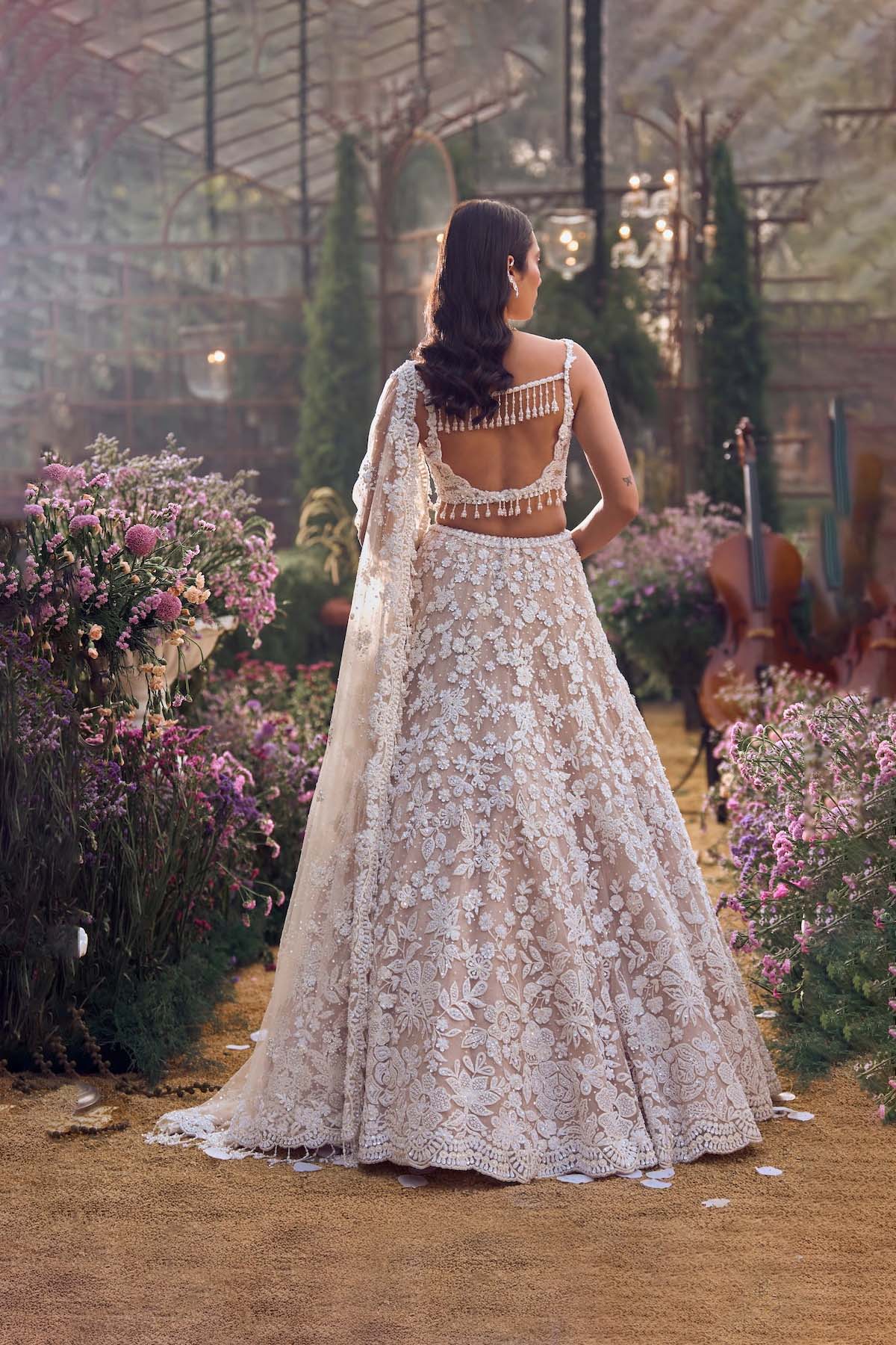 Nude Floral Lehenga Set