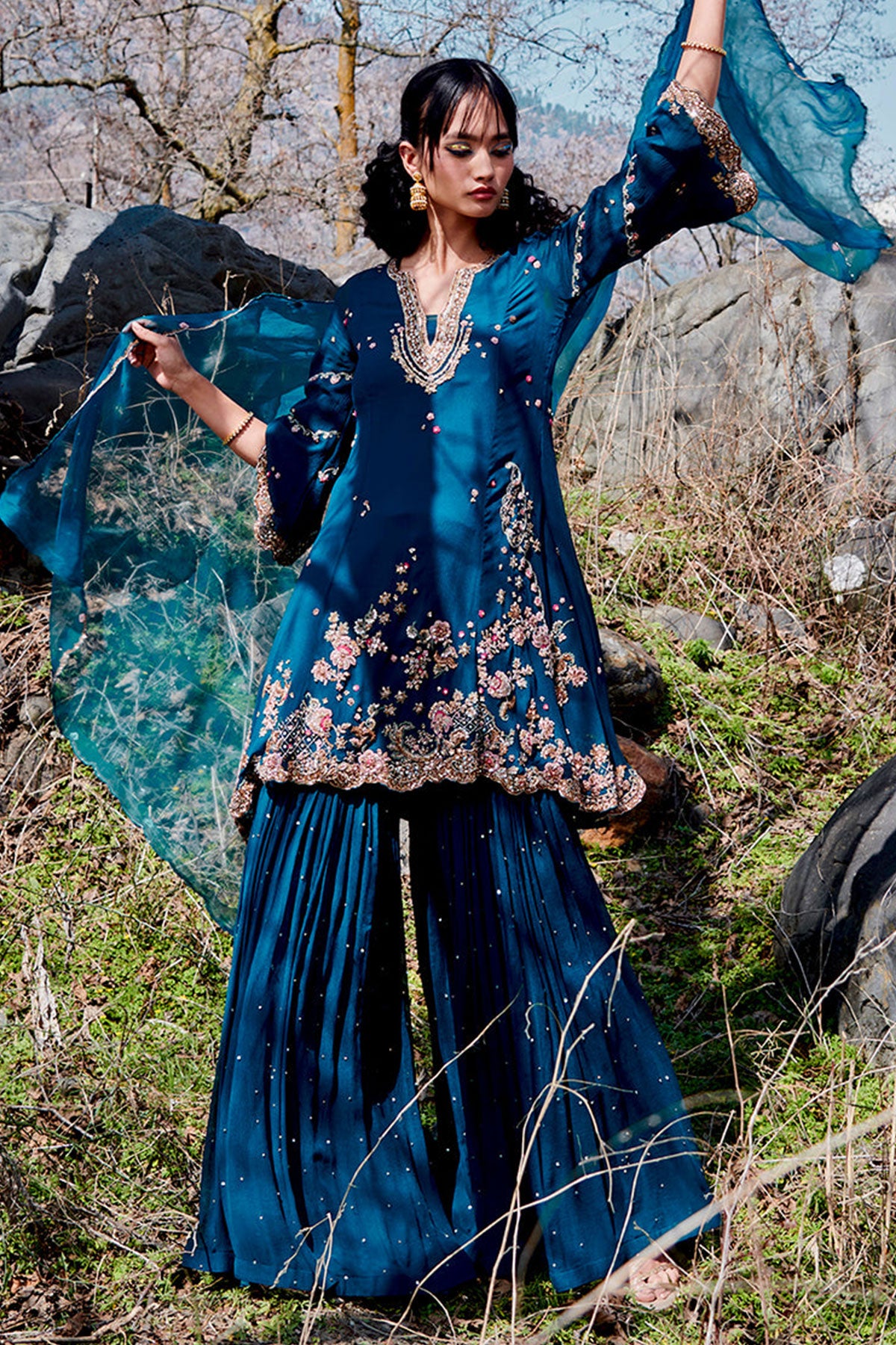 "Soft Kramer"  Chiffon Kurta And Sharara Set