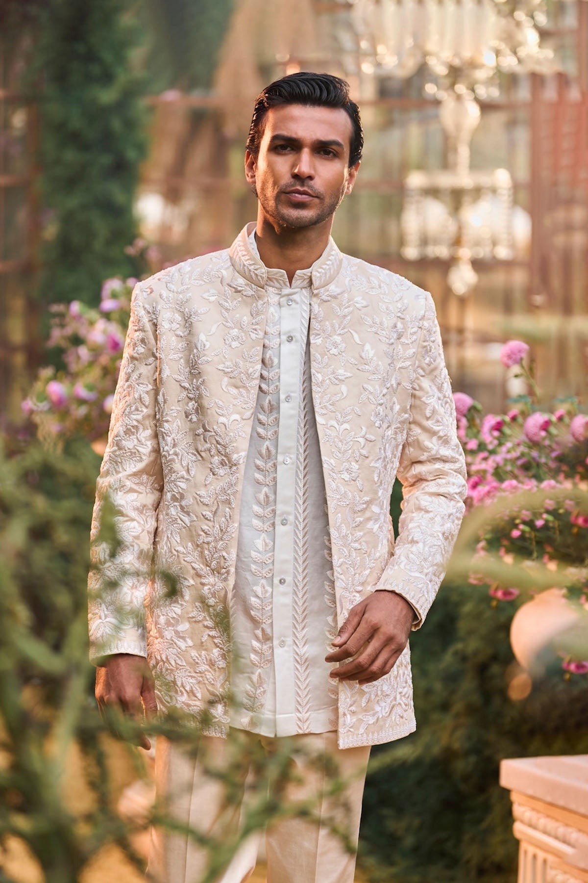 Powder Nude Bandhgala Set