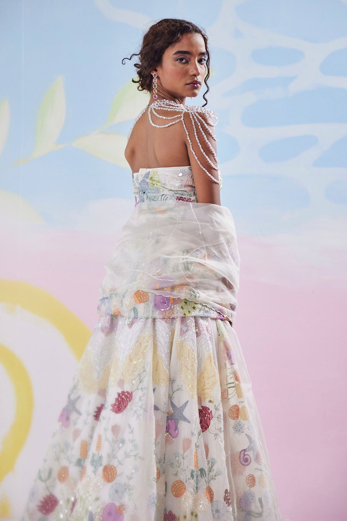 Vanilla Glow Handpainted Corset Lehenga