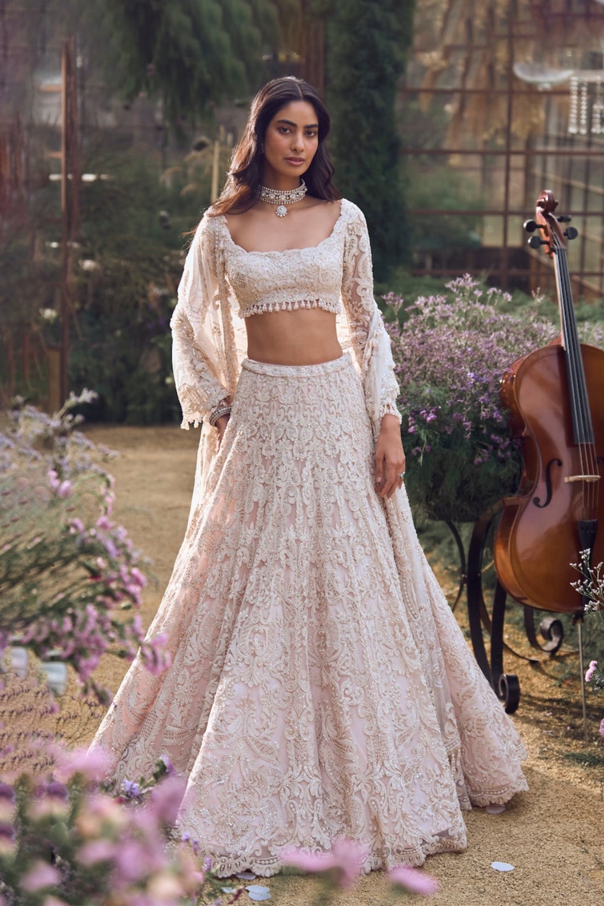 Powder Peach Dori Lehenga Set
