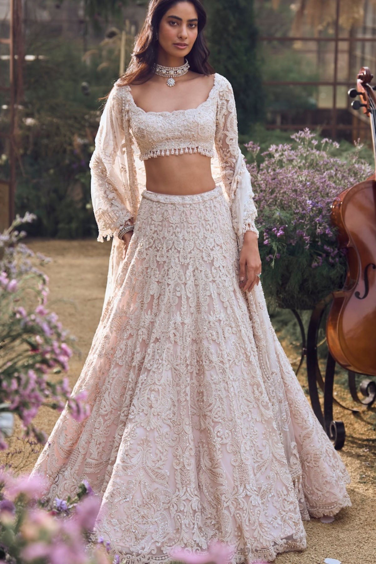 Powder Peach Dori Lehenga Set