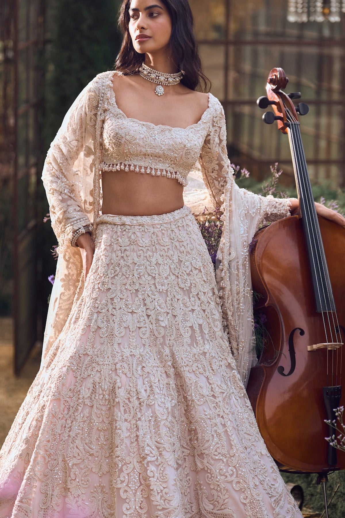 Powder Peach Dori Lehenga Set