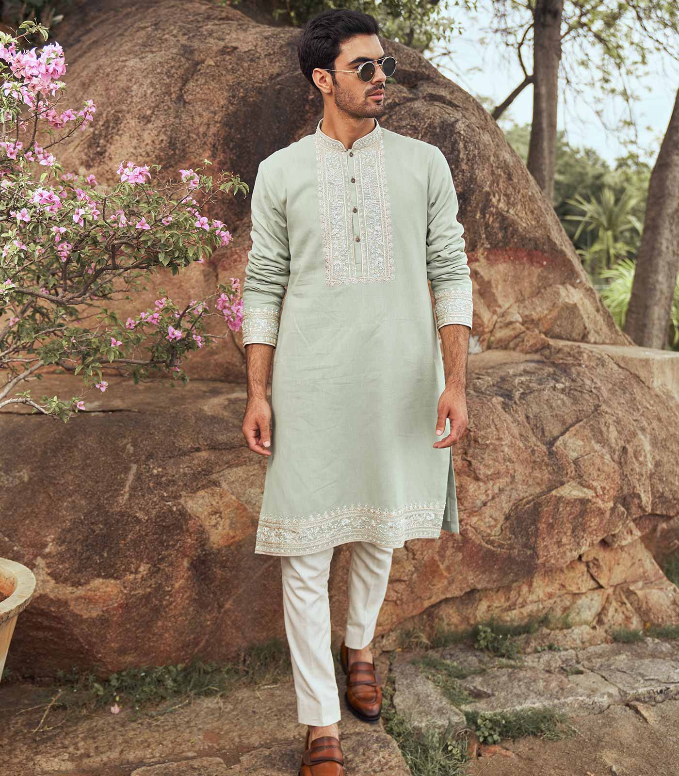 MINT GREEN HEAVY NECK KURTA SET