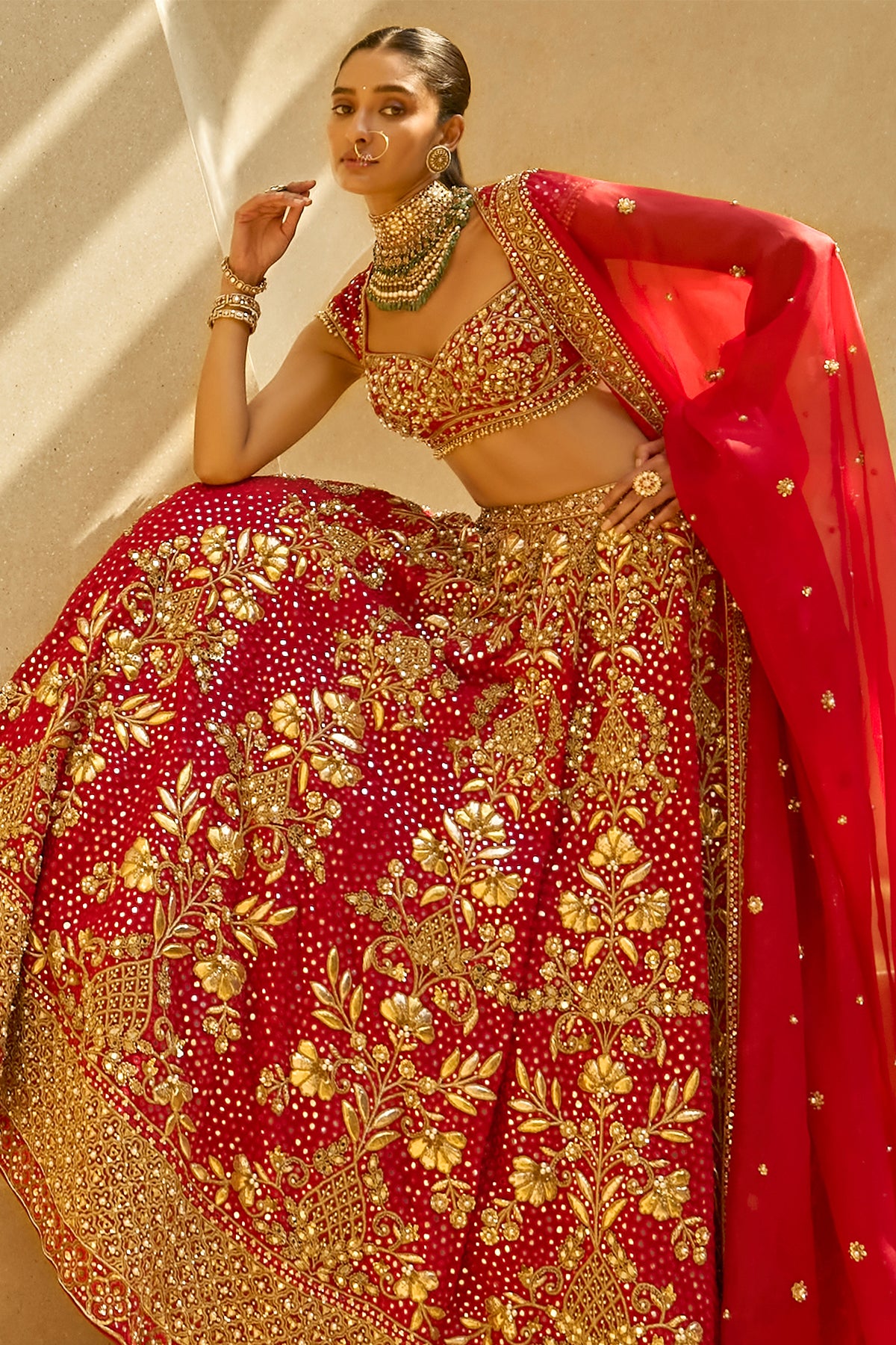 CRIMSON BRIDAL LEHENGA SET