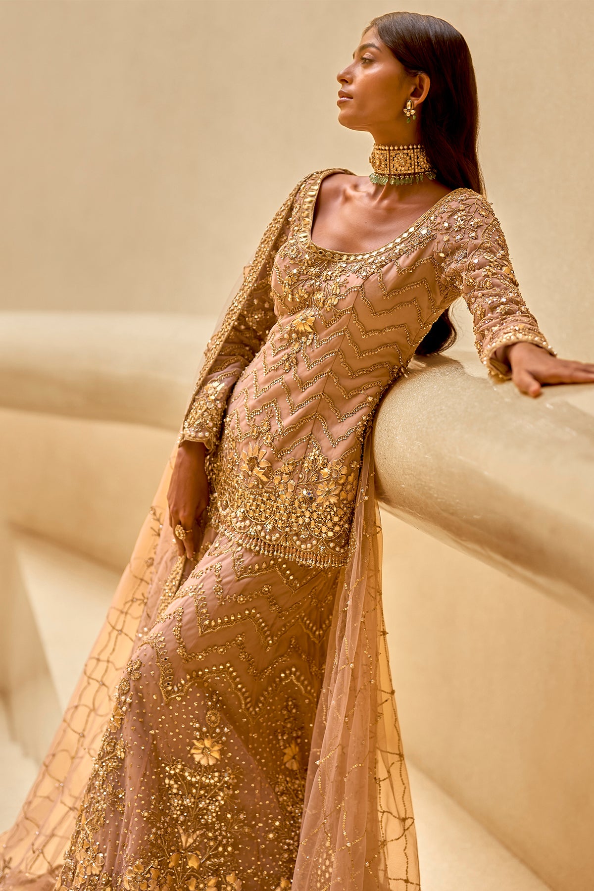 MAUVE PINK EMBROIDERED SHARARA SET