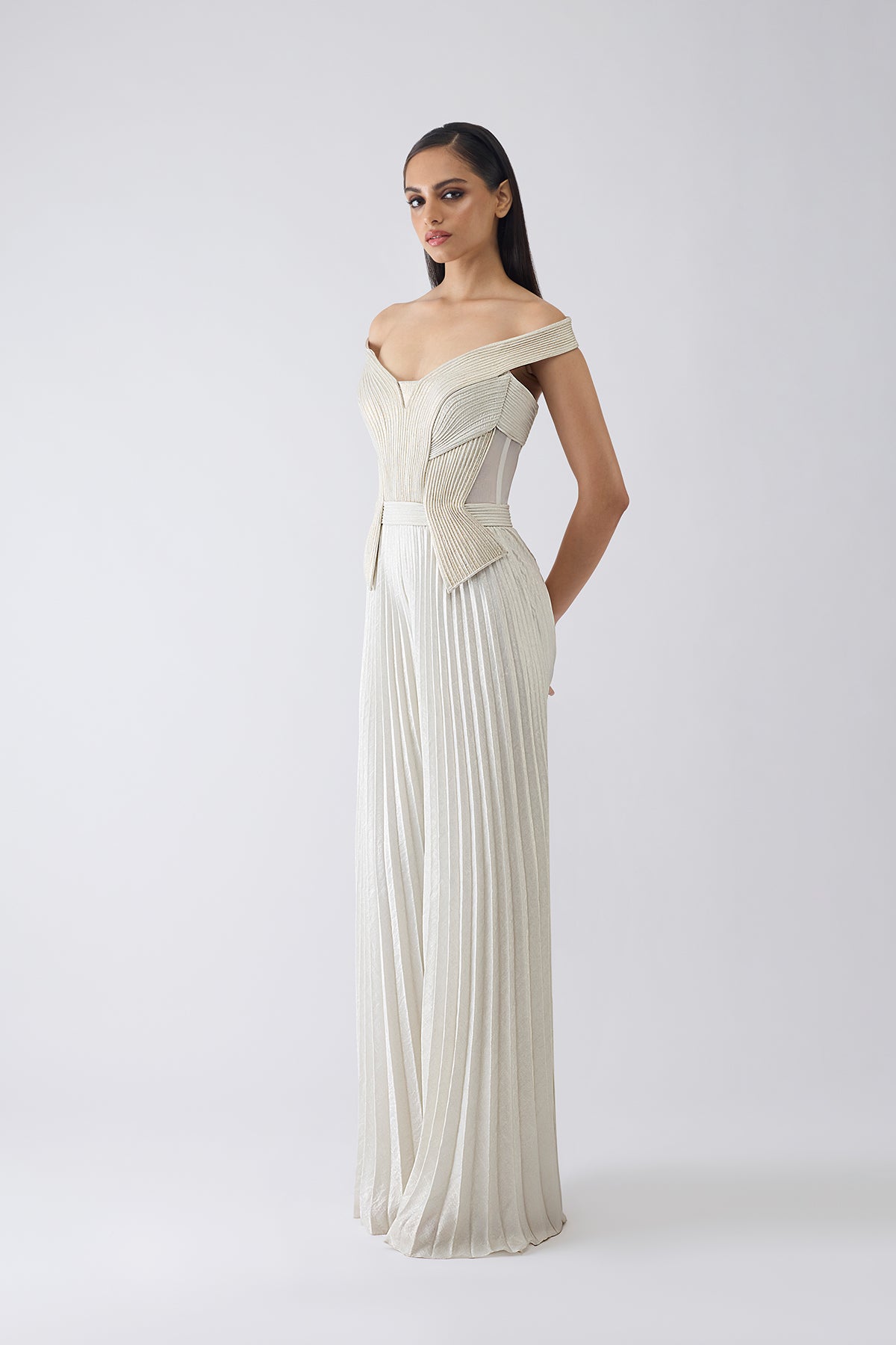 Structured Plisse Jumpsuit