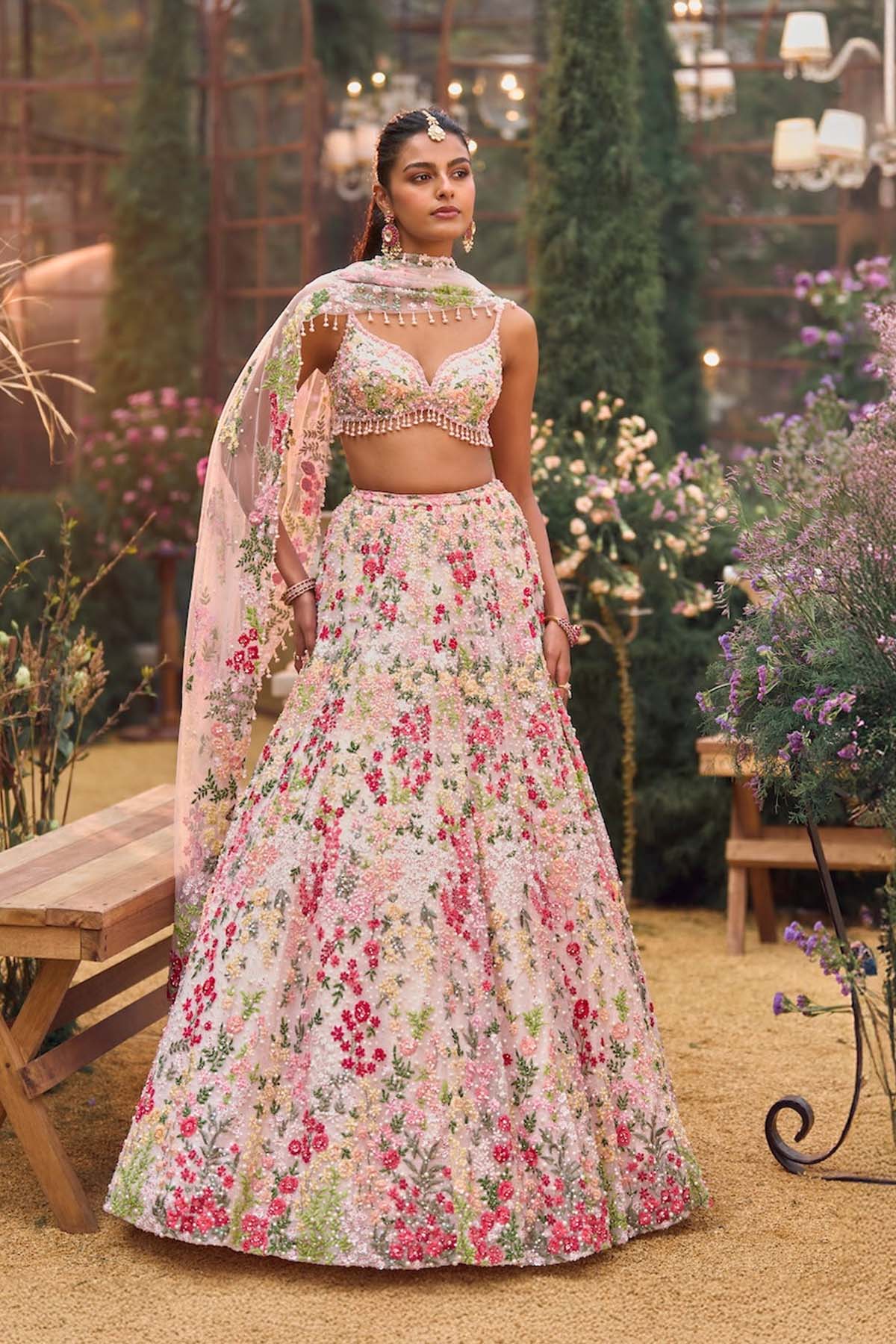 Powder Peach Multi-Coloured Lehenga Set