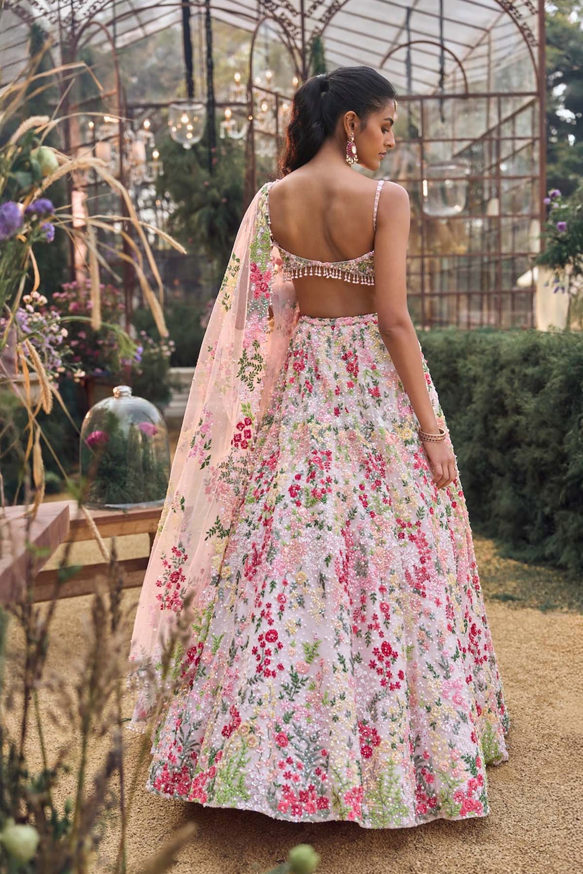 Powder Peach Multi-Coloured Lehenga Set