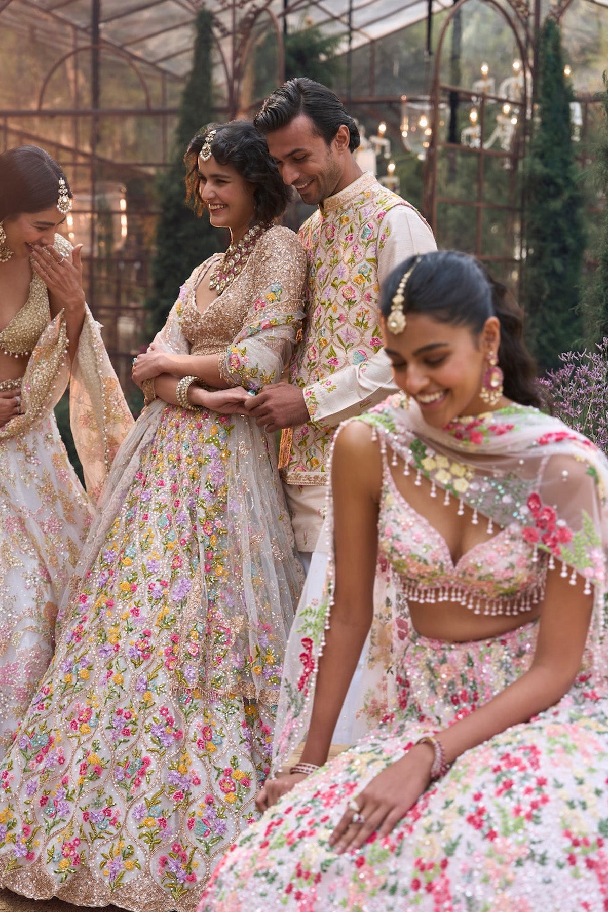 Powder Peach Multi-Coloured Lehenga Set