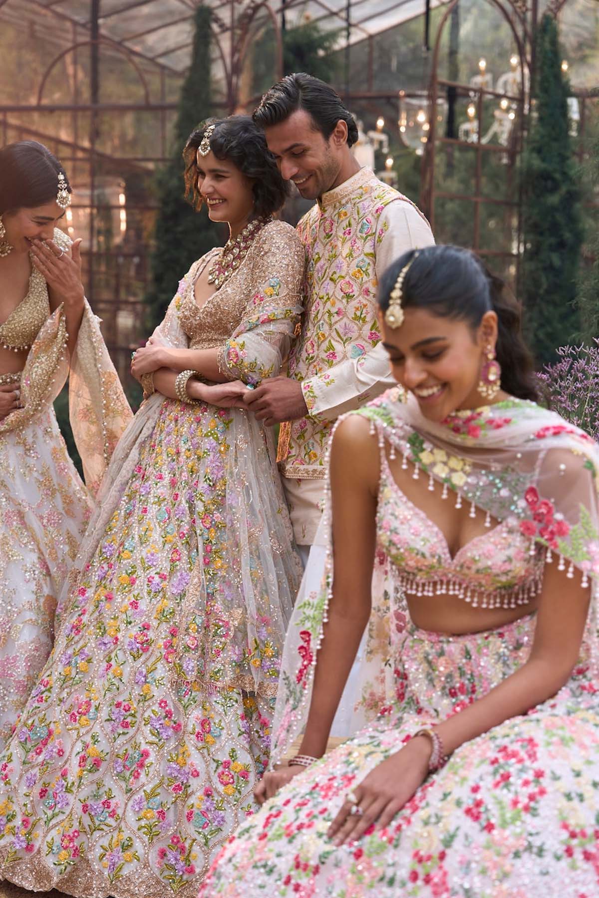 Powder Peach Multi-Coloured Lehenga Set