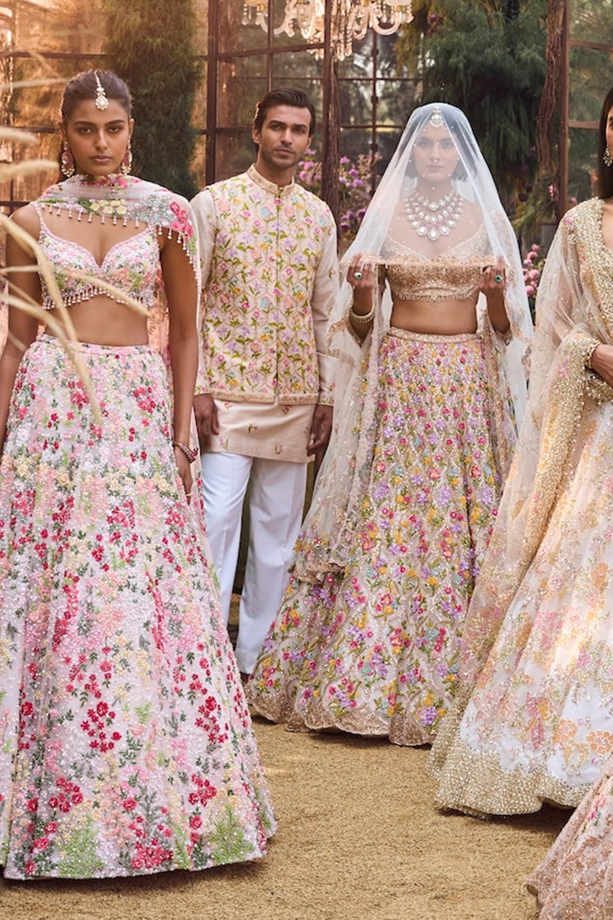 Powder Peach Multi-Coloured Lehenga Set