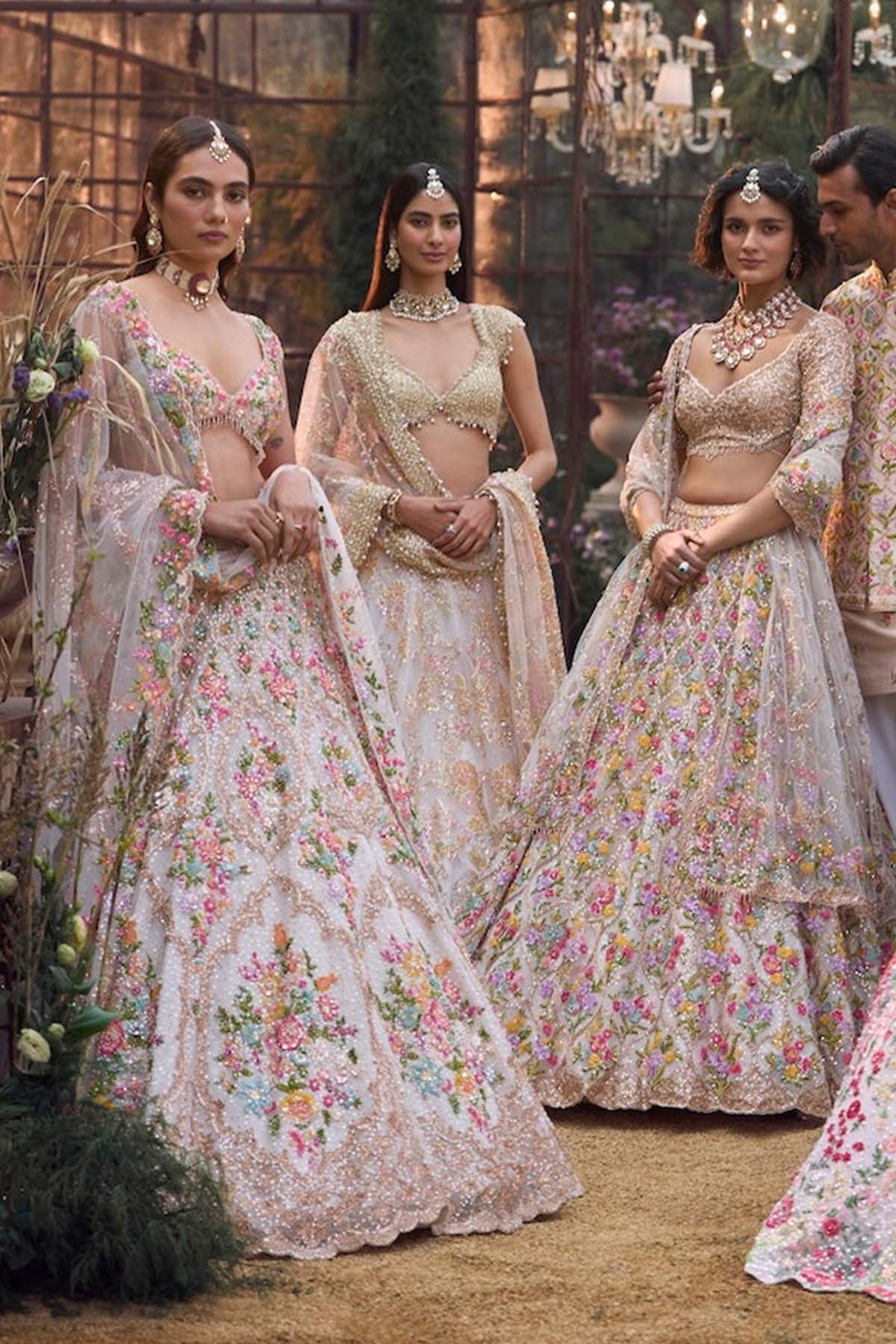 Powder Peach Multi-Coloured Lehenga Set