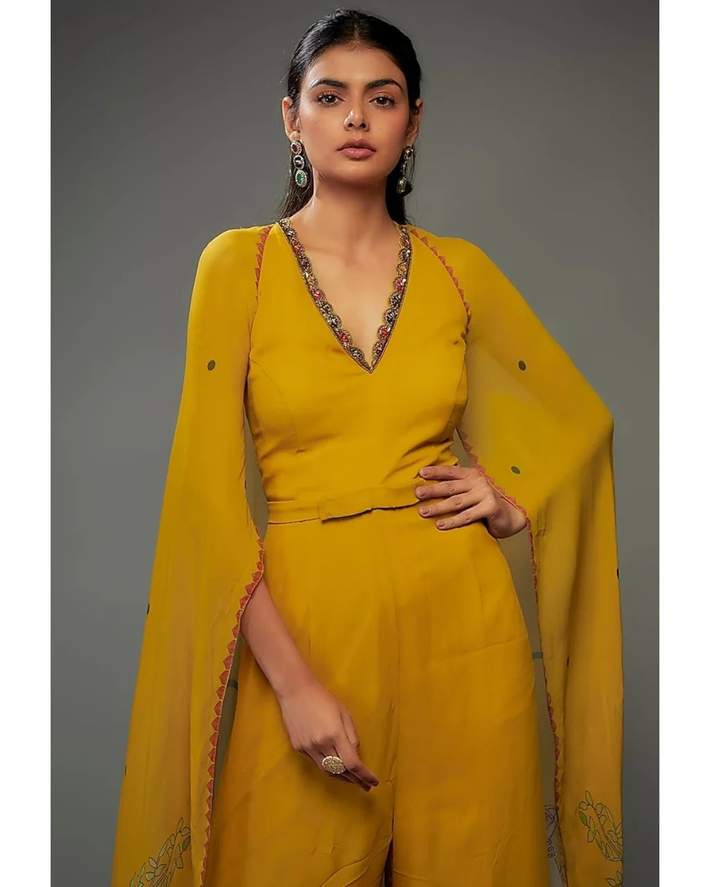 Mango Printed Cape Jumpsuit Set