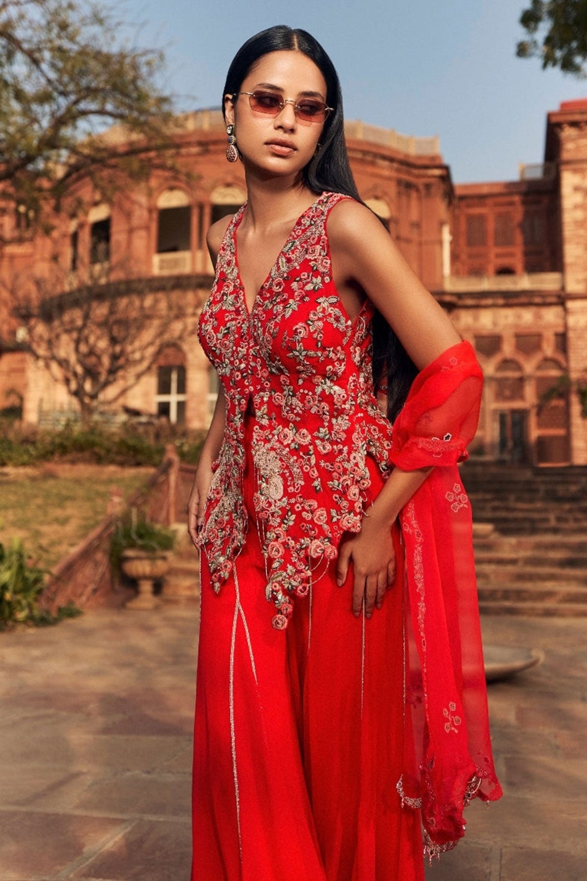 "Humaira" chiffon jacket and Sharara set