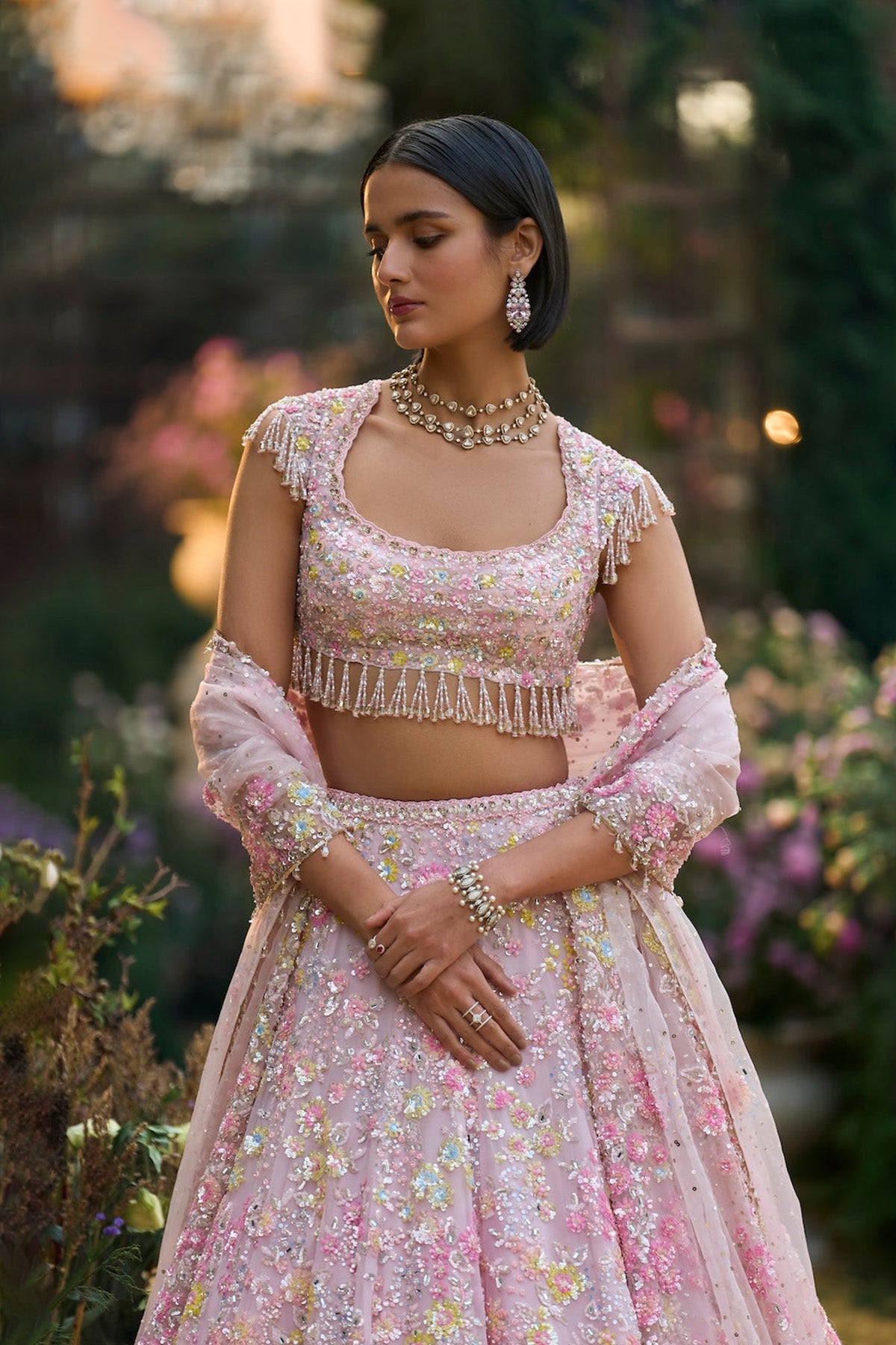Powder Pink Sequin Lehenga Set