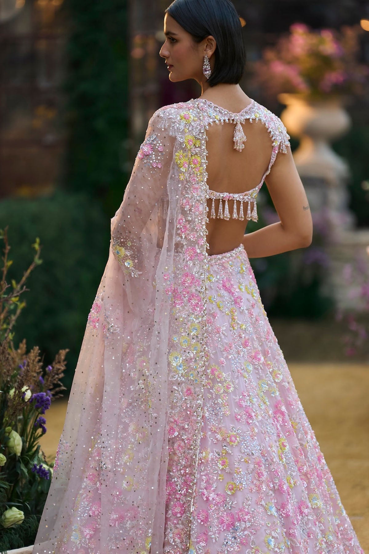 Powder Pink Sequin Lehenga Set