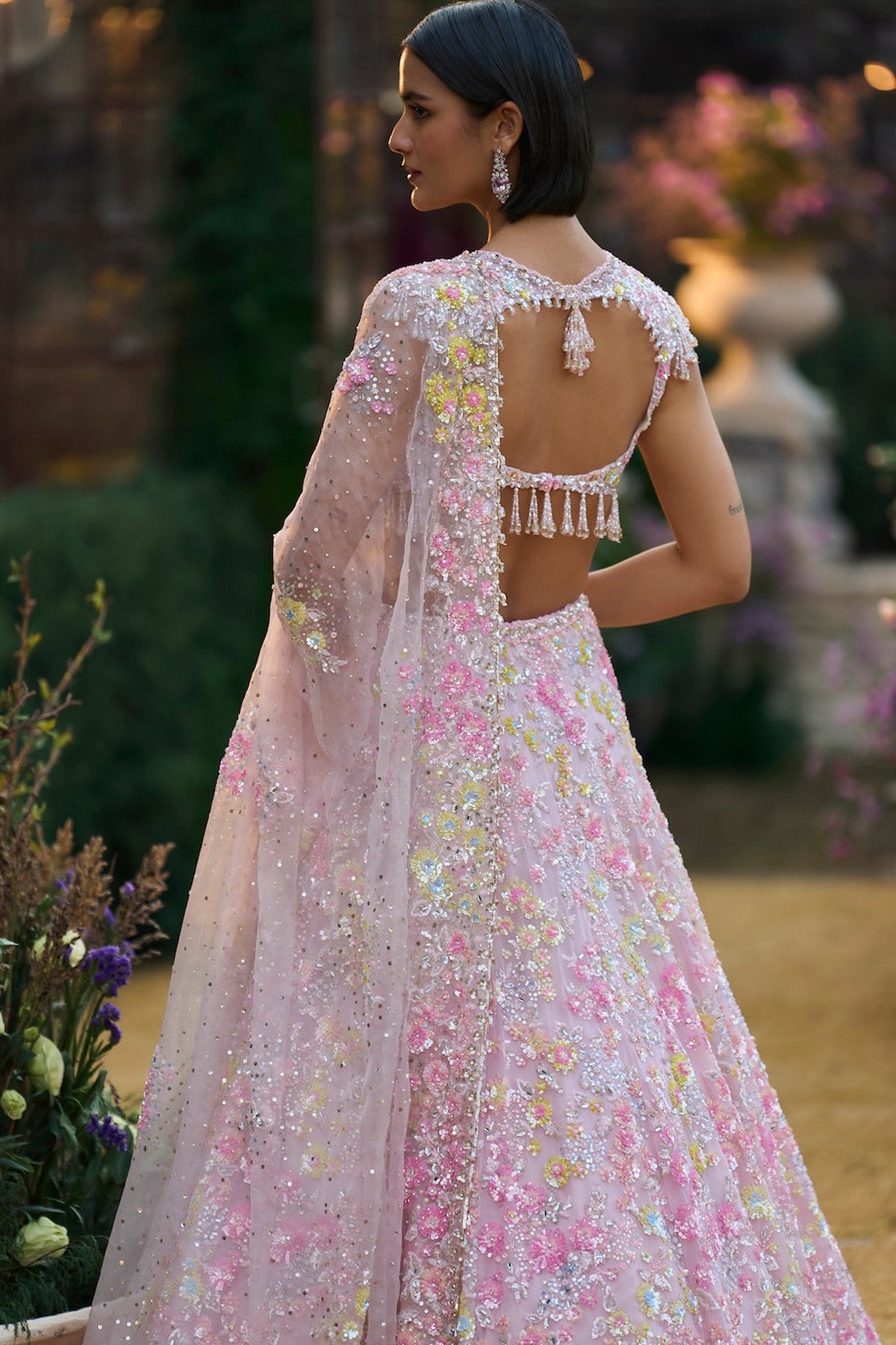Powder Pink Sequin Lehenga Set