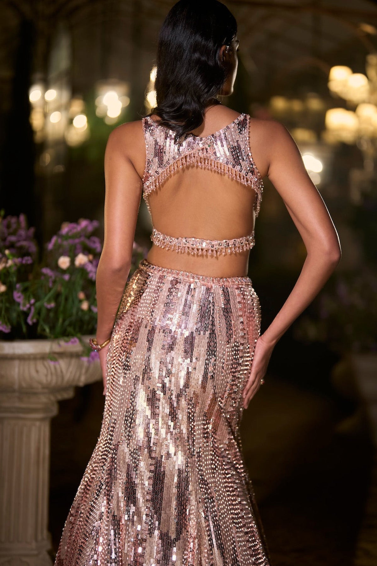 Rose Gold Fit & Flare Skirt Set