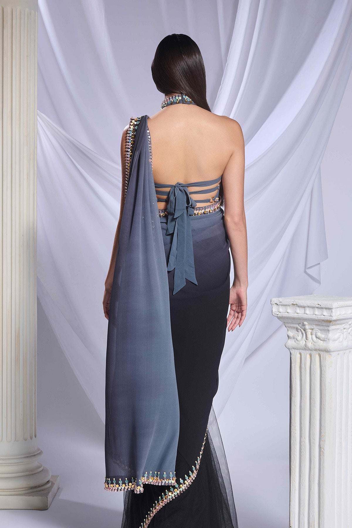 Black Rose Saree Set