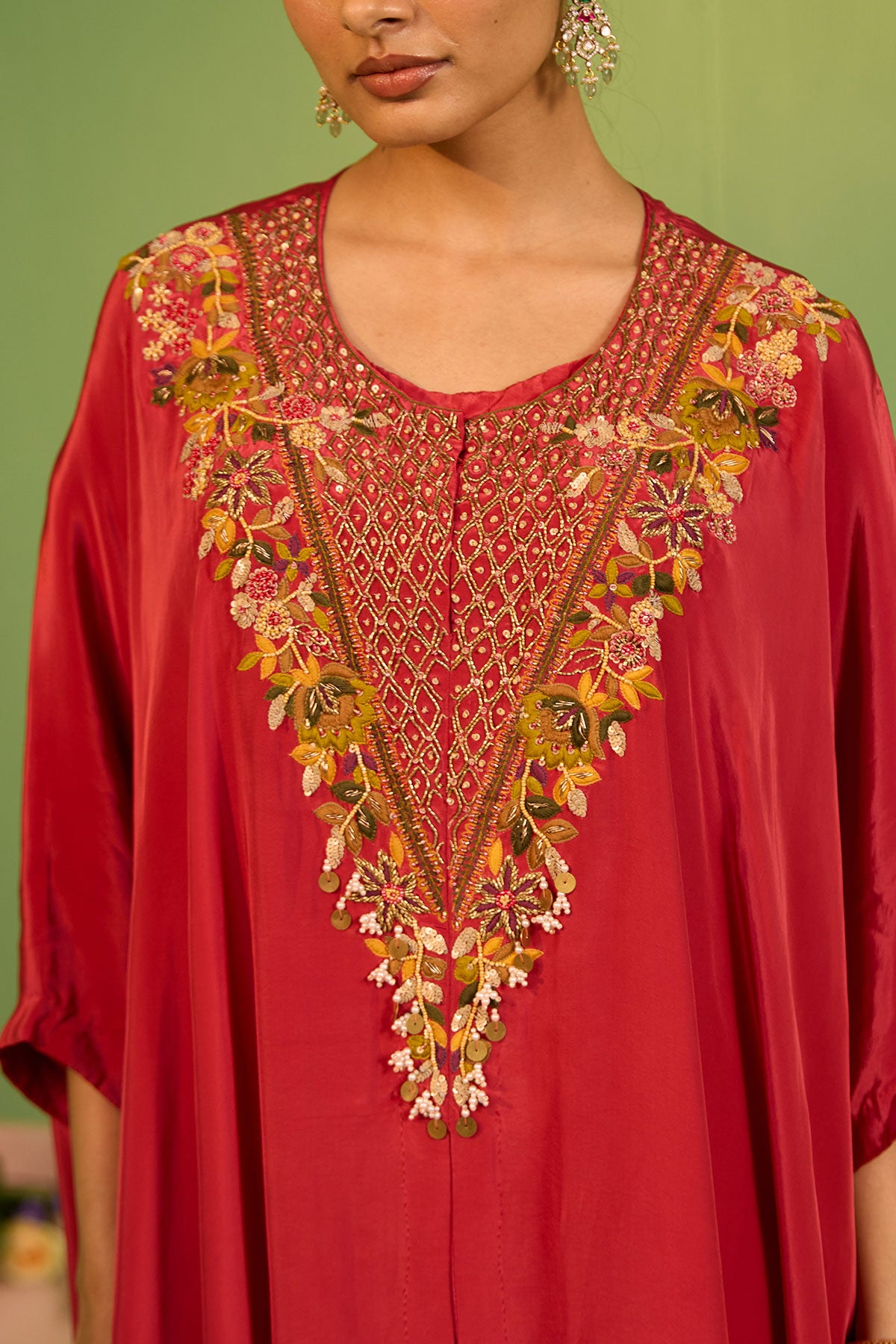 Moraya Rust Red Kaftan Set