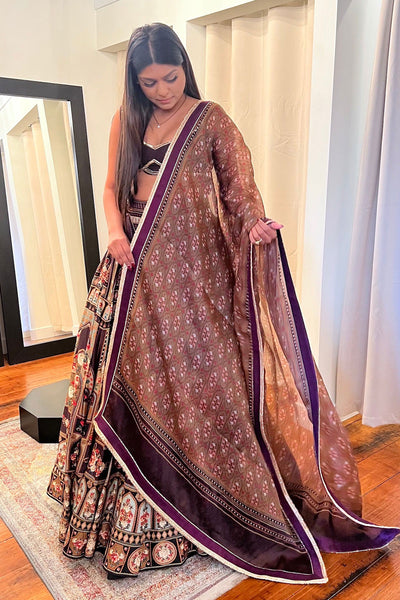 FSP BROWN DIGITAL PRINT LEHENGA SET - Ready To Ship