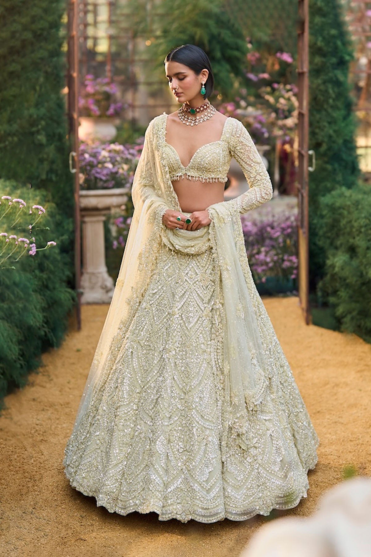 Sage Green Sequin Lehenga Set