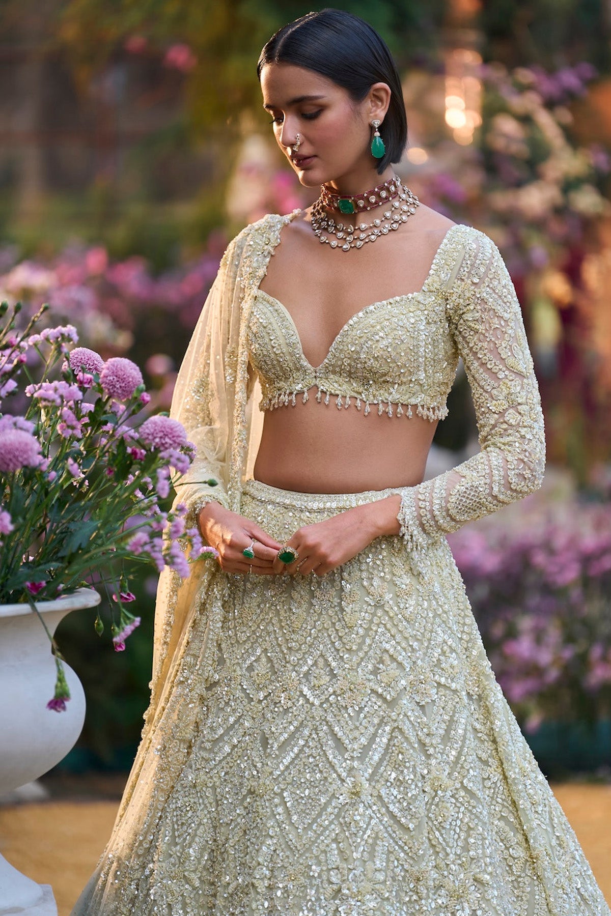 Sage Green Sequin Lehenga Set