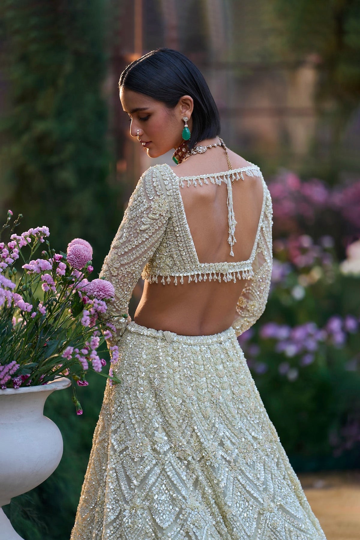 Sage Green Sequin Lehenga Set