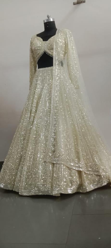 Lime Yellow Sequin Lehenga Set - Ready To Ship