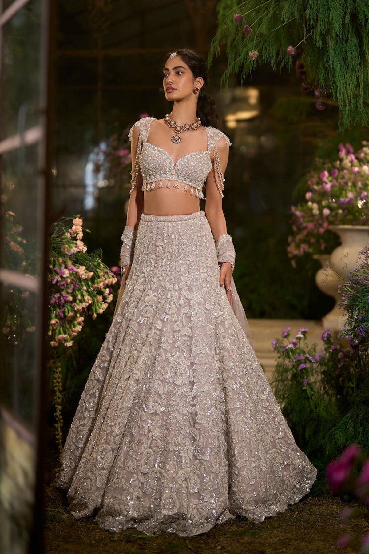 Slate Grey Sequin Lehenga Set