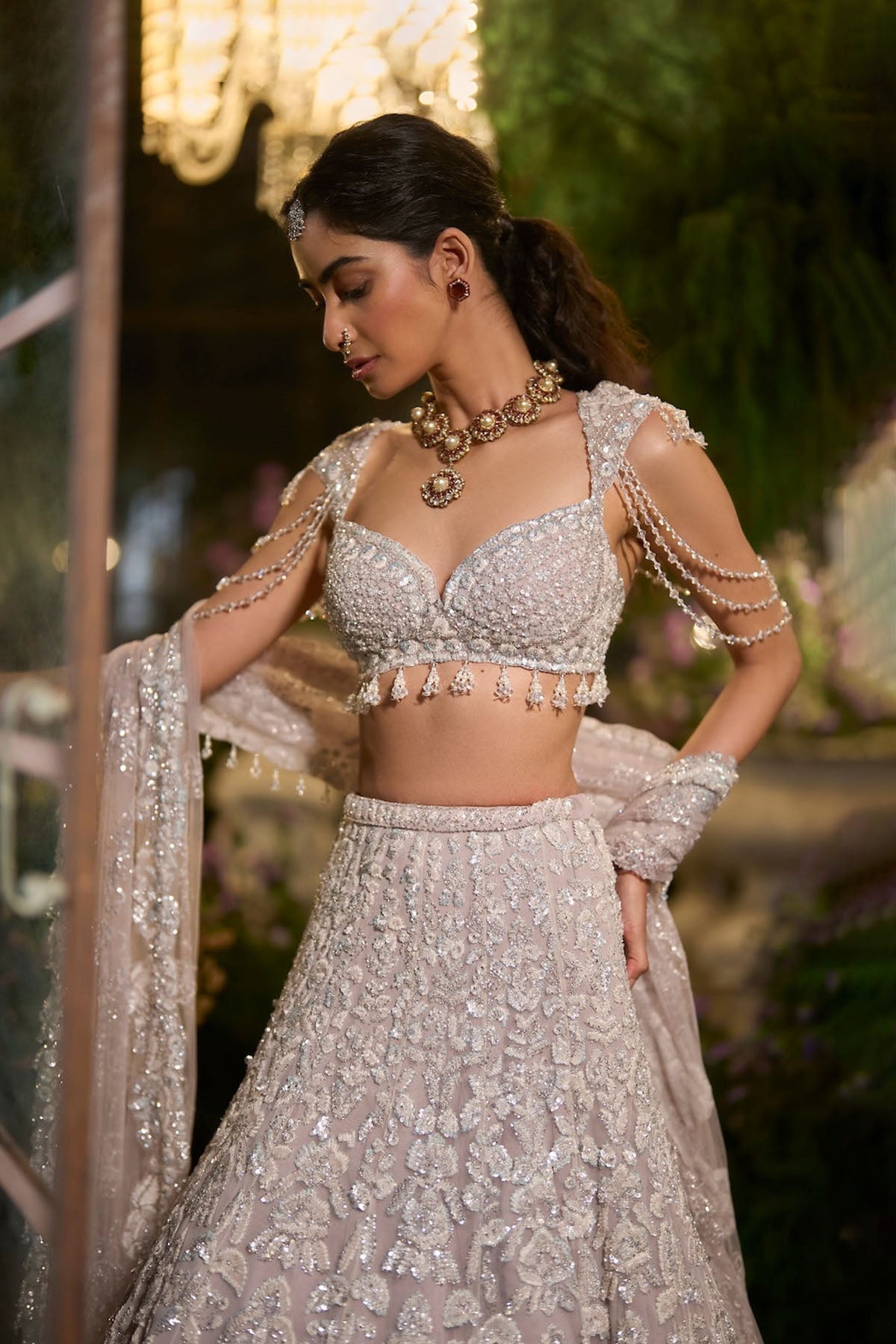 Slate Grey Sequin Lehenga Set