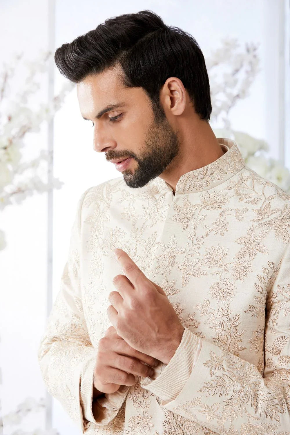 Rose Gold Sherwani w Straight Pant- Ready to Ship