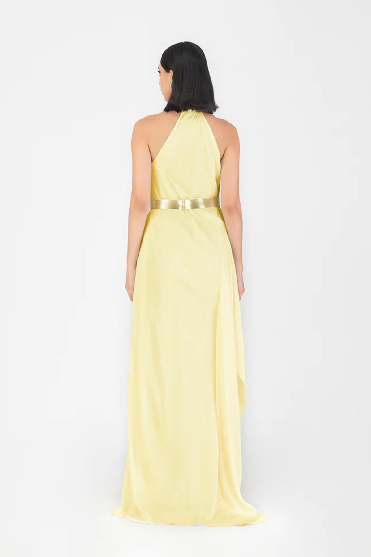 Metallic Halter Fluid Dress