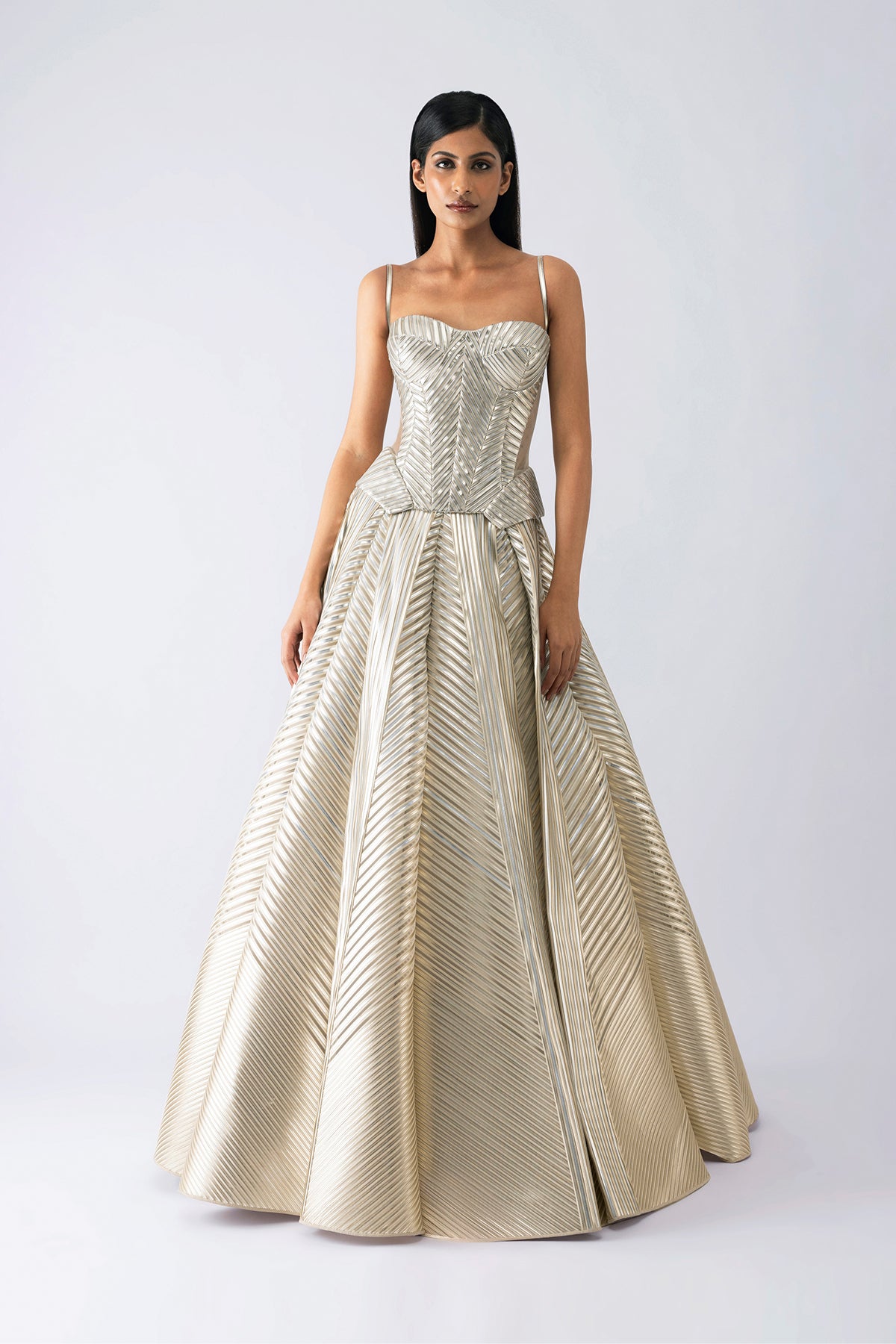 Metallic Structured Corset And Skirt