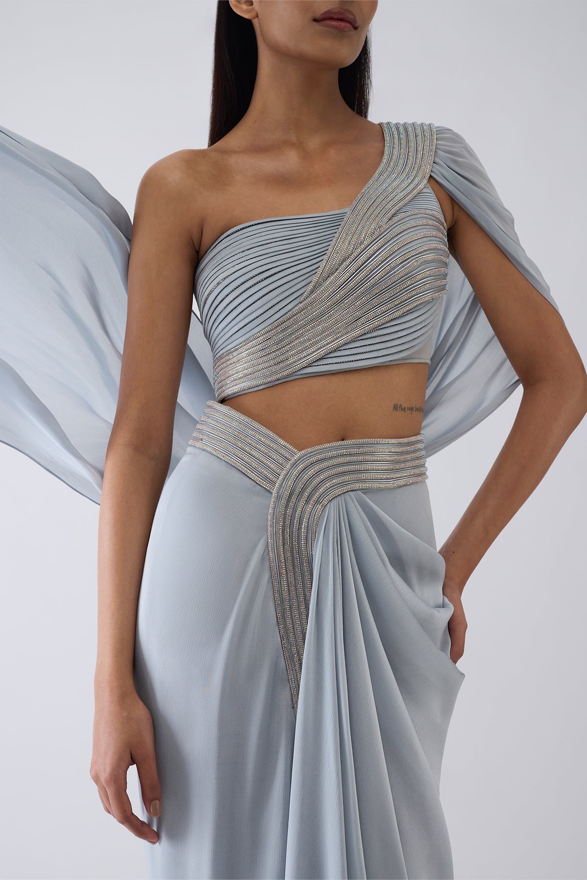 Moulded Crystalvein Top , Drape  And Skirt