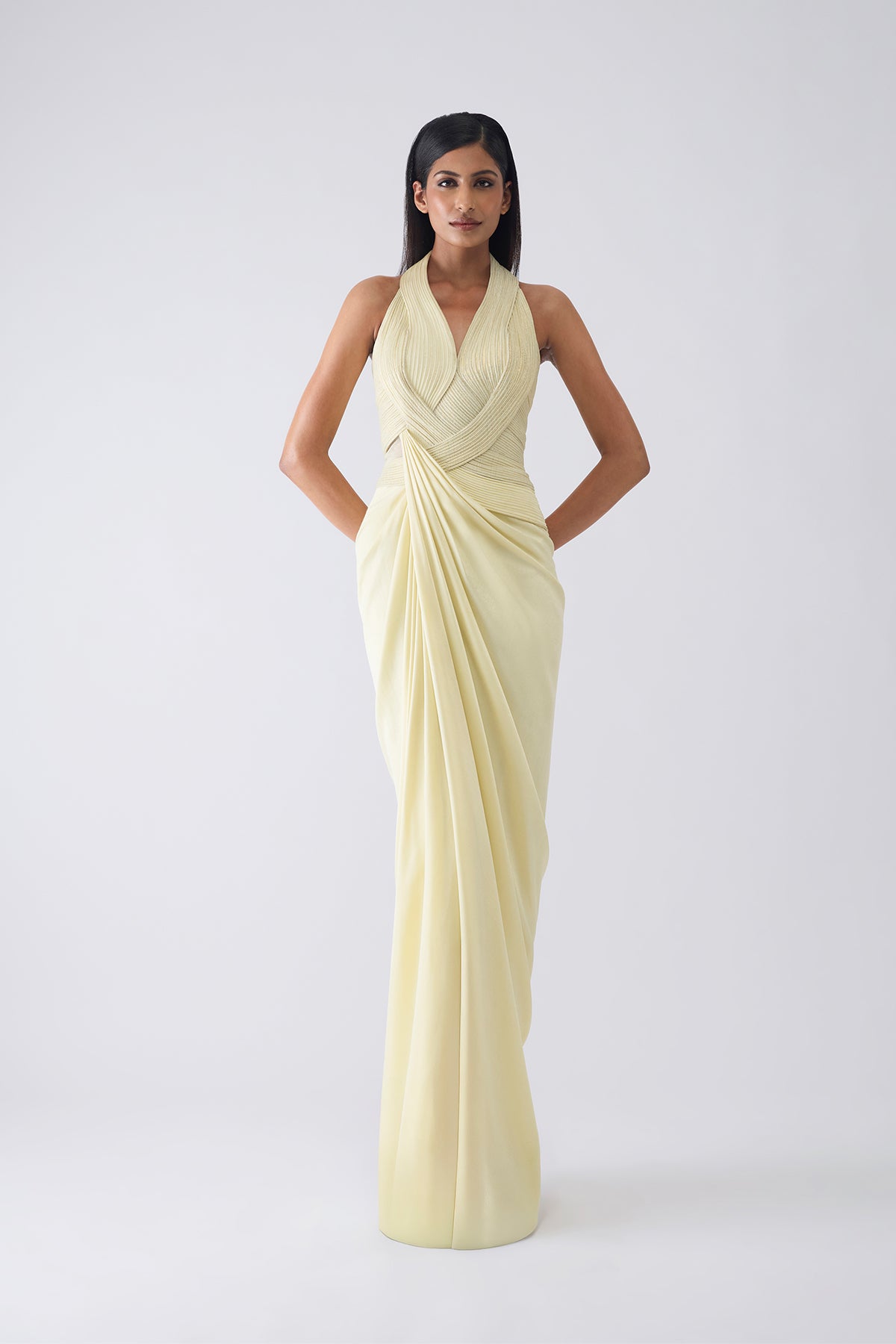 Metallic Corded Cape And Skirt With Bustier