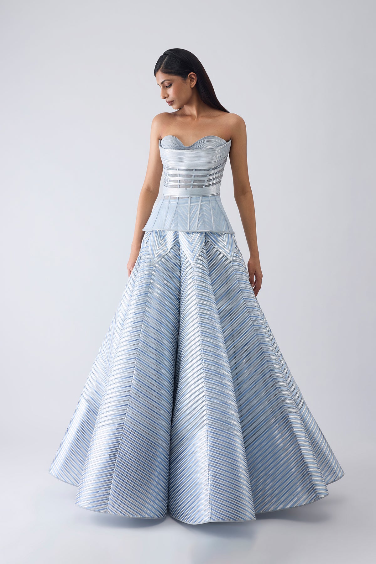 Metallic Structured Corset And Skirt
