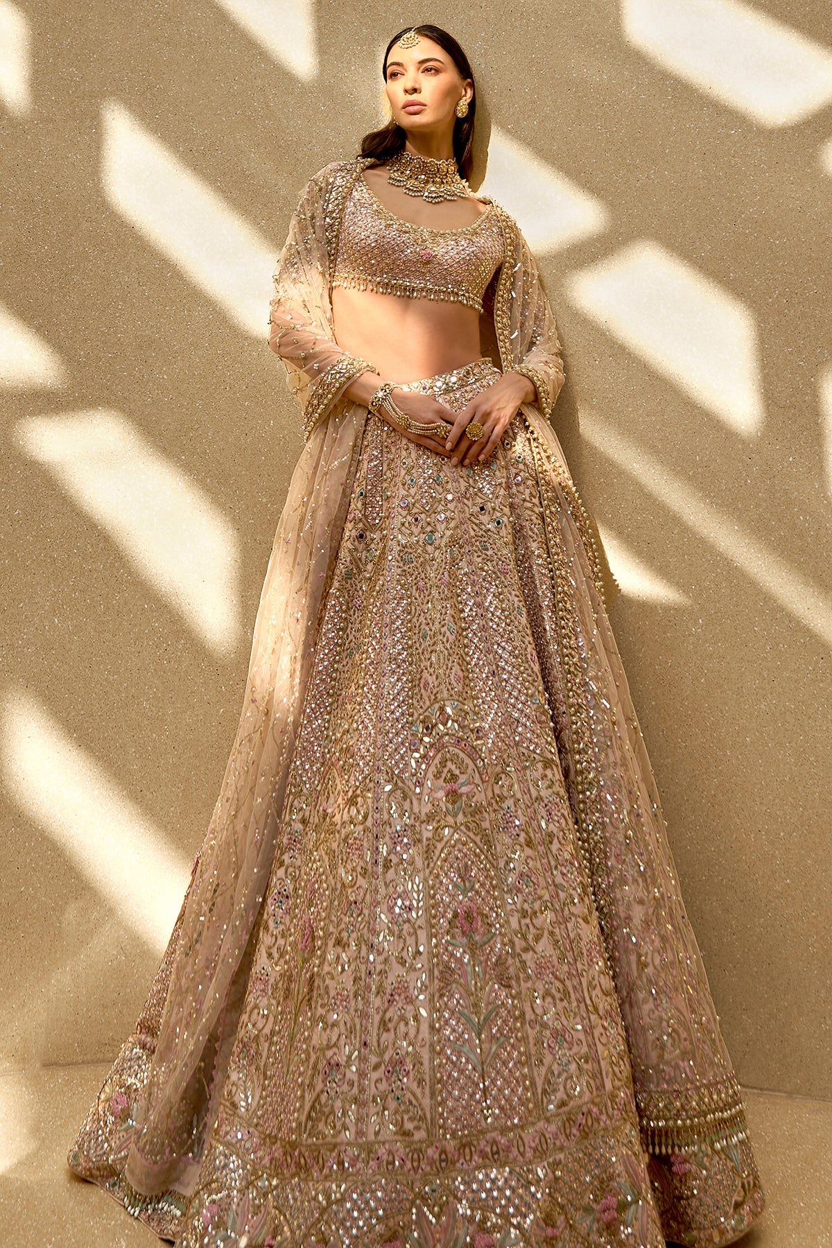 BABY PINK COUTURE ZARDOZI LEHENGA SET