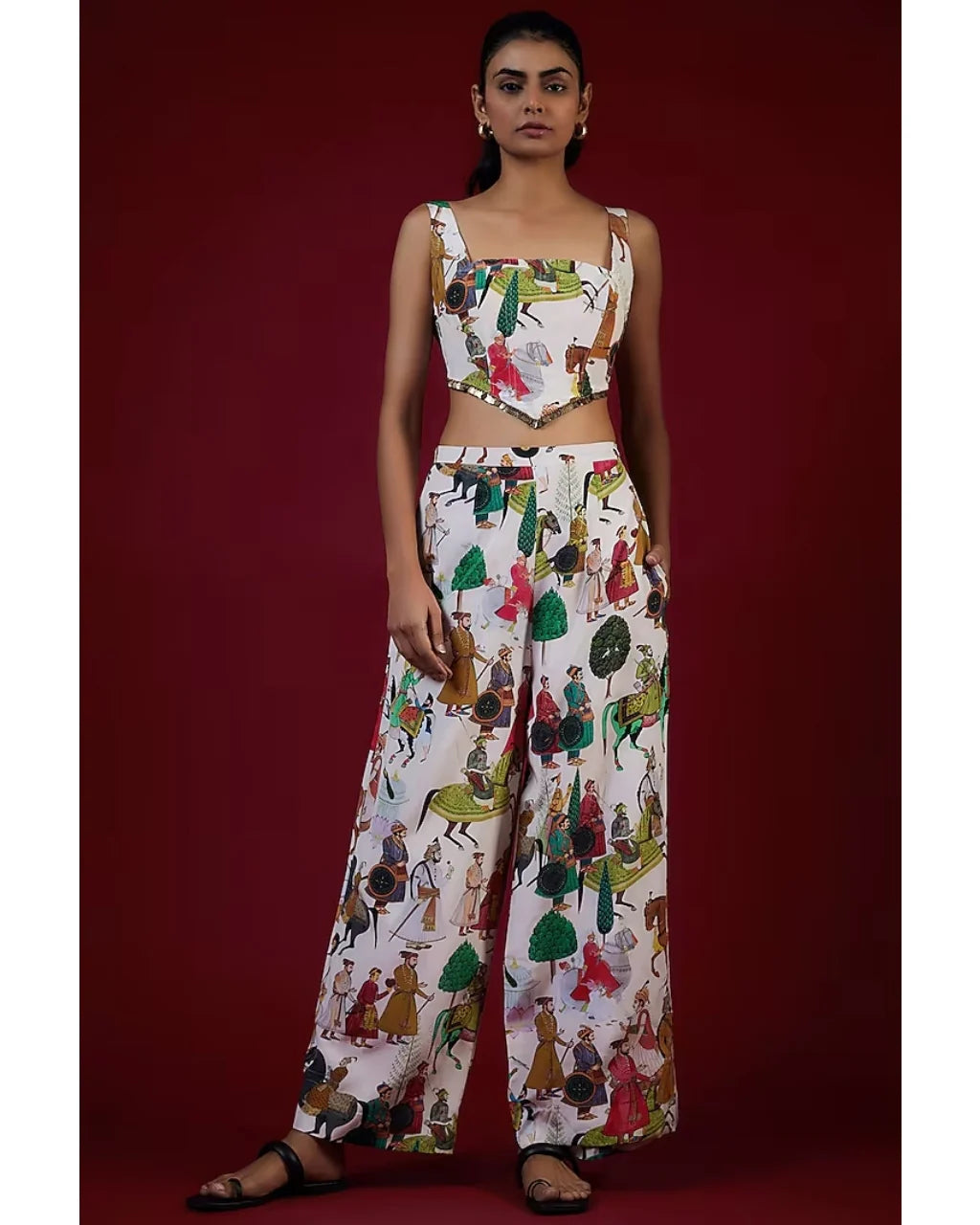 Ivory Printed Pant Suit Set